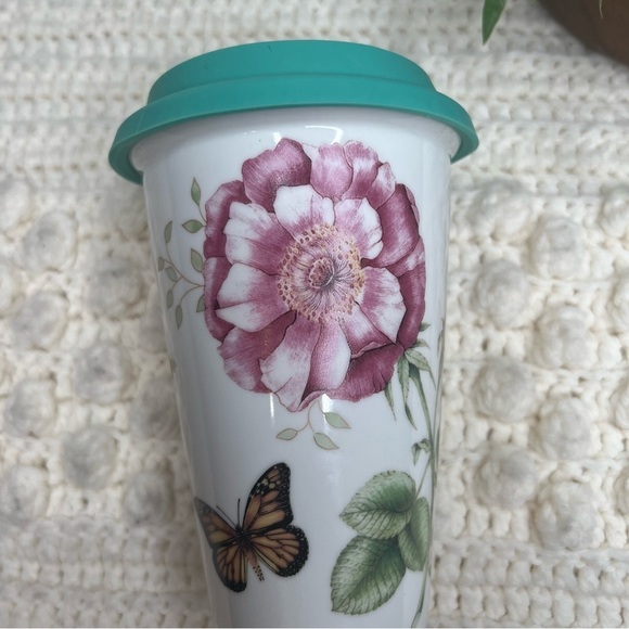 LENOX AMERICAN BY DESIGN Butterfly Meadow Ceramic Tumbler Decorative Travel Mug - Picture 7 of 14